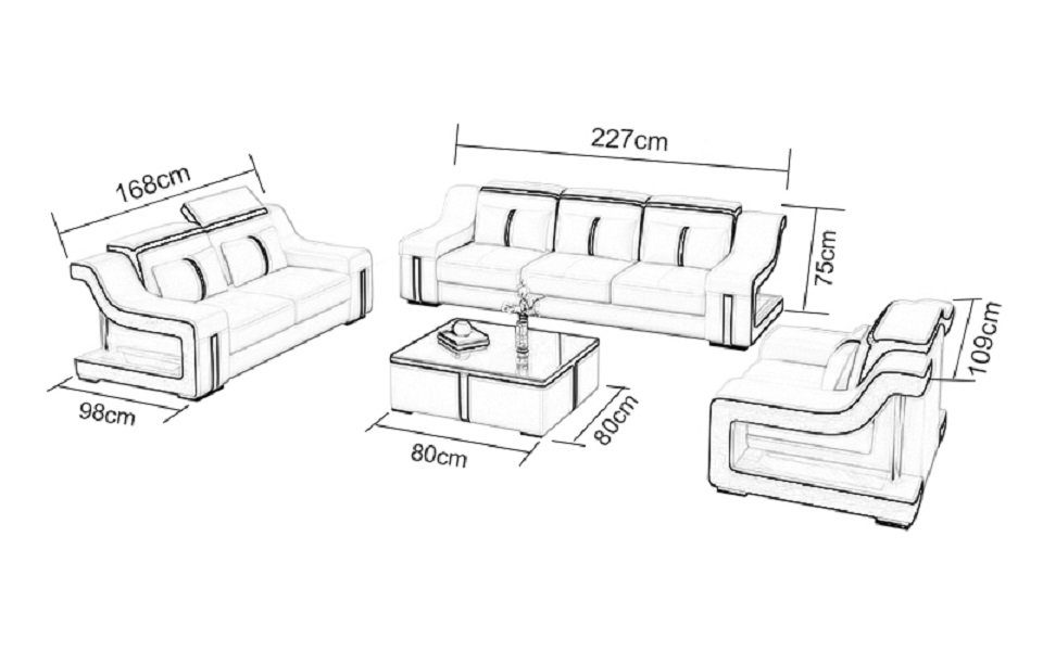Polster Sofas in Sofa Braun Designer JVmoebel Europe Made Garnituren, Sofagarnitur 3+1 Garnitur Couch