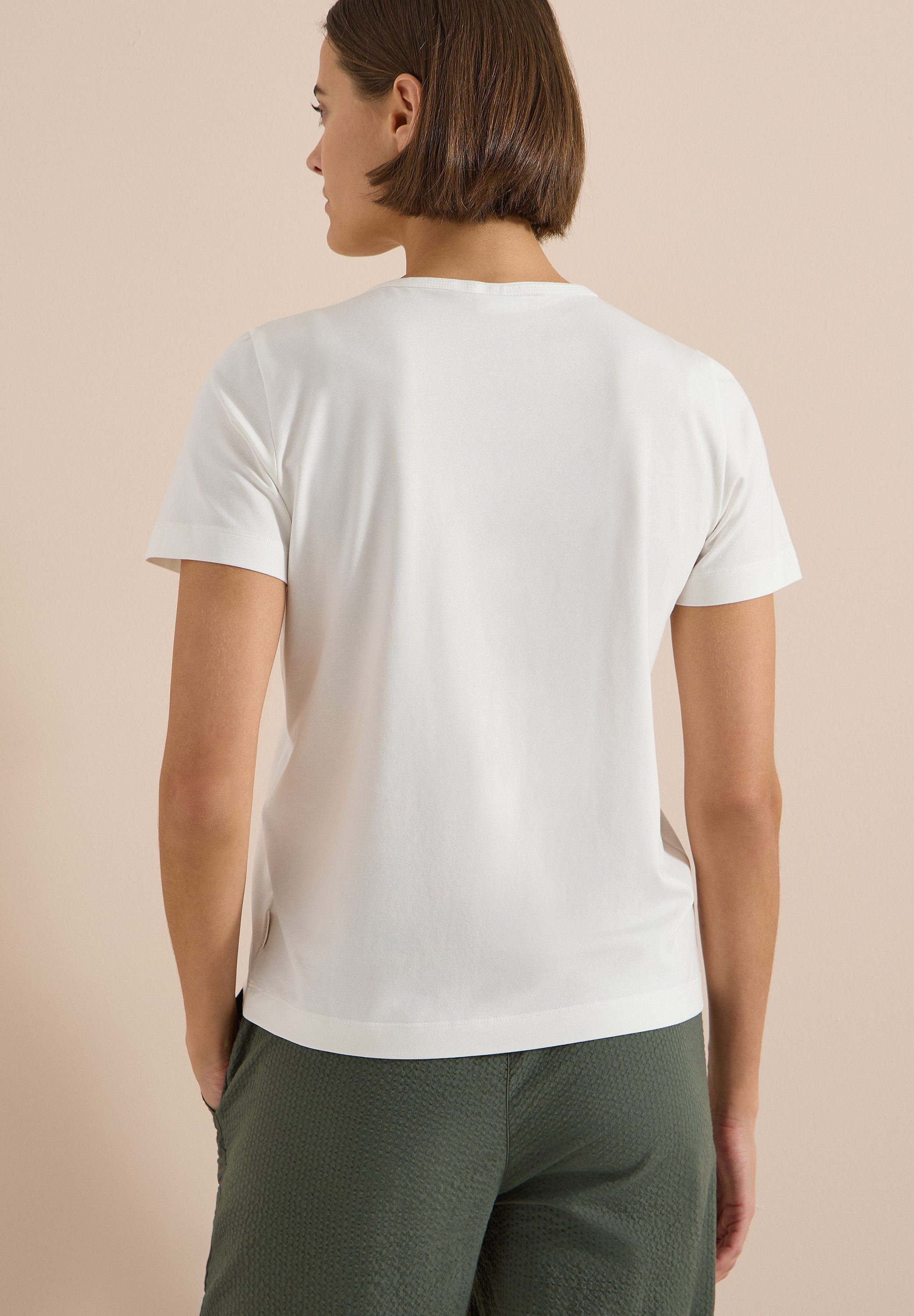 CECIL Print-Shirt Sommershirt mit Rundhals und Glitzer-Wording – Bild 2 von 5