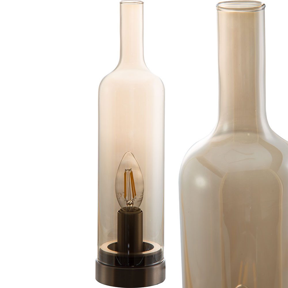 NOWA Schreibtischlampe, Leuchtmittel nicht inklusive, Tischleuchte Nachttischlampe Glas Beistellleuchte H 33 cm 2er Set