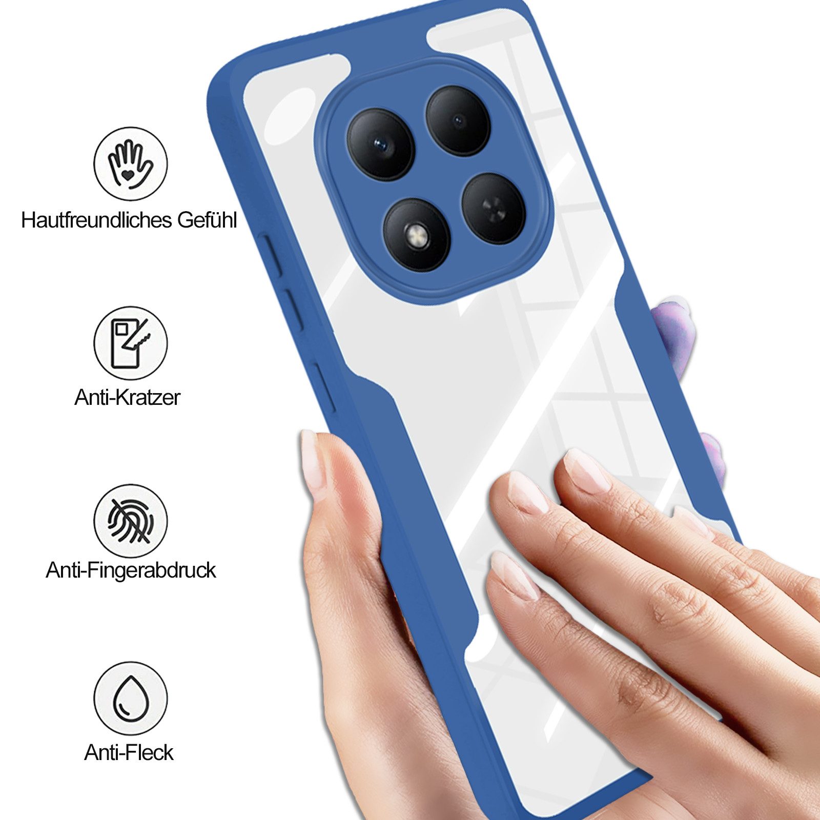 betterfon Handyhülle für Xiaomi Redmi Note 15 Pro+ / Poco M8 Pro 5G, 360° mit Dispayfolie, Vollschutz Case mit integriertem Displayschutz und klarer Sicht – Bild 4 von 5
