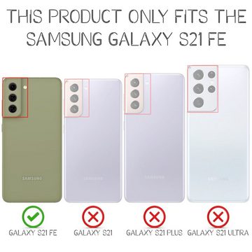 Nalia Smartphone-Hülle Samsung Galaxy S21 FE, Klare Neon Silikon Hülle / Bunt Leuchtend / Durchsichtig / Flexibel