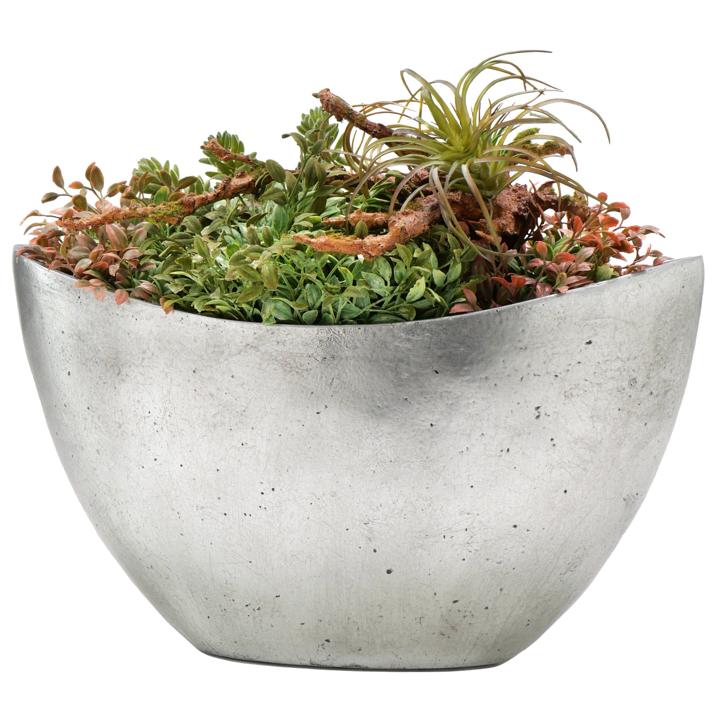 Flingora Jardiniere Odeta, Fiberglas - Indoor - Silber - 37 x 18 x 21 cm