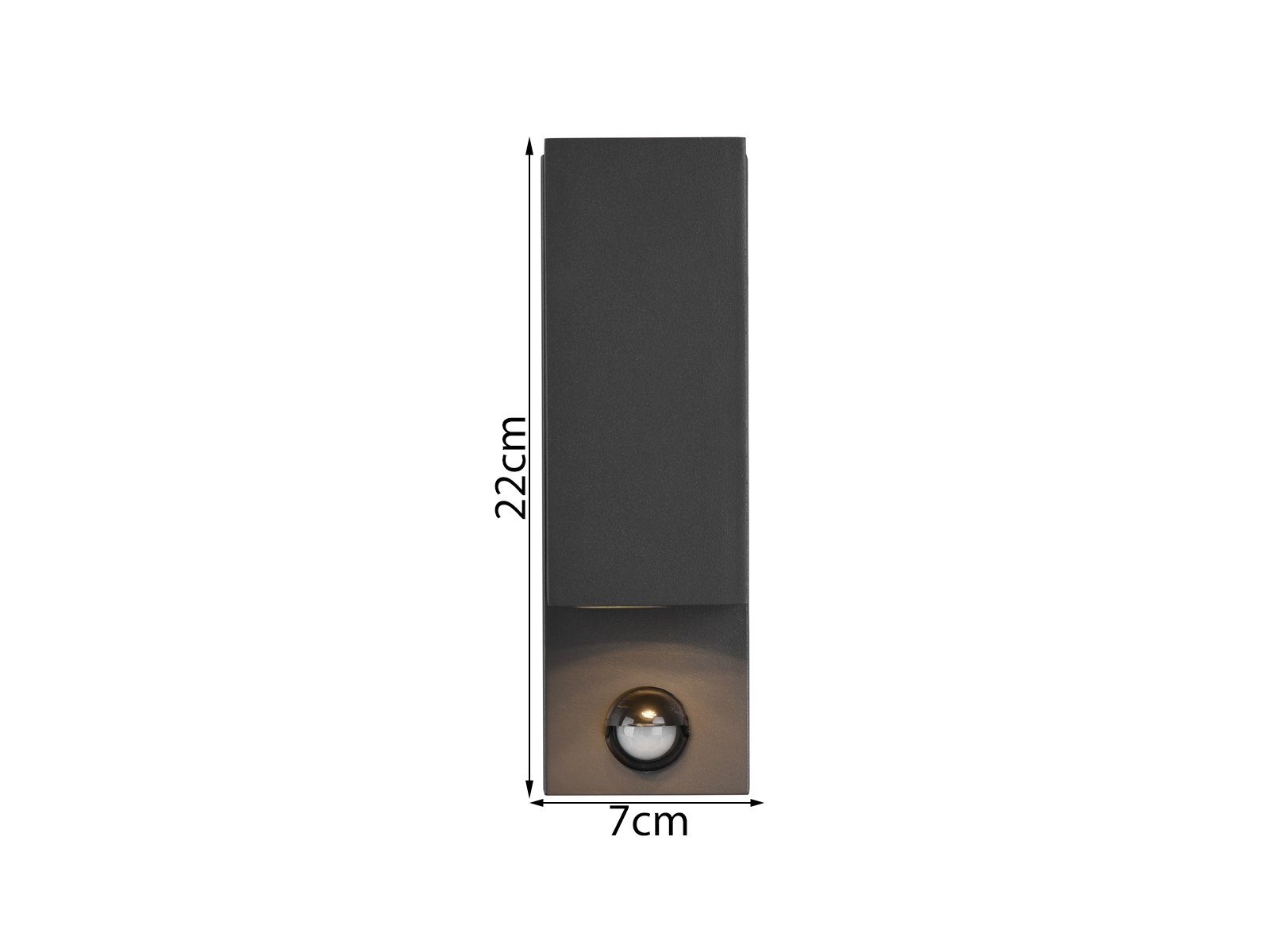 TRIO Leuchten LED Außen-Wandleuchte, Bewegungsmelder, LED wechselbar, warmweiß, mit Bewegungsmelder, Anthrazit, 22cm, Fassadenbeleuchtung für Hauswand