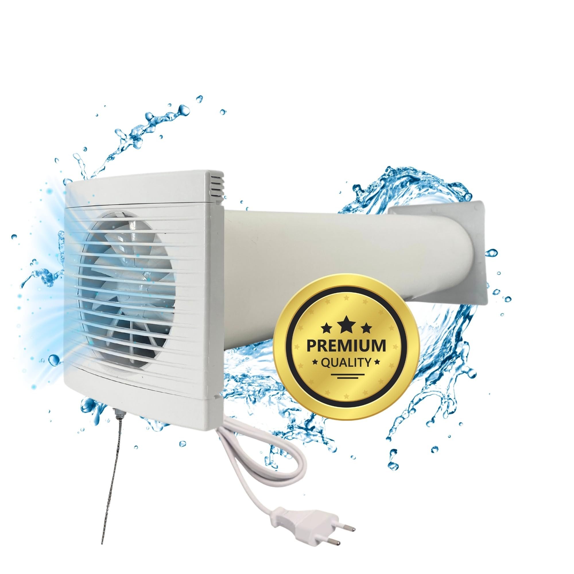 TronicXL Ventilatorkombigerät Lüftungsanlage Küche Bad Lüftung Rohr Kabel Schalter Ventilator Haube, Abluft Zuluft Mauerkaste Durchführung für Steckdose