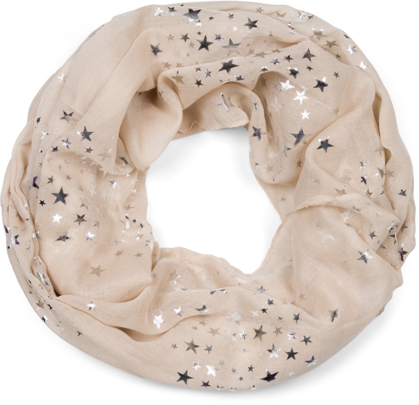 styleBREAKER Loop Loop Schal mit Metallic Sterne Print, (1-St) günstig online kaufen