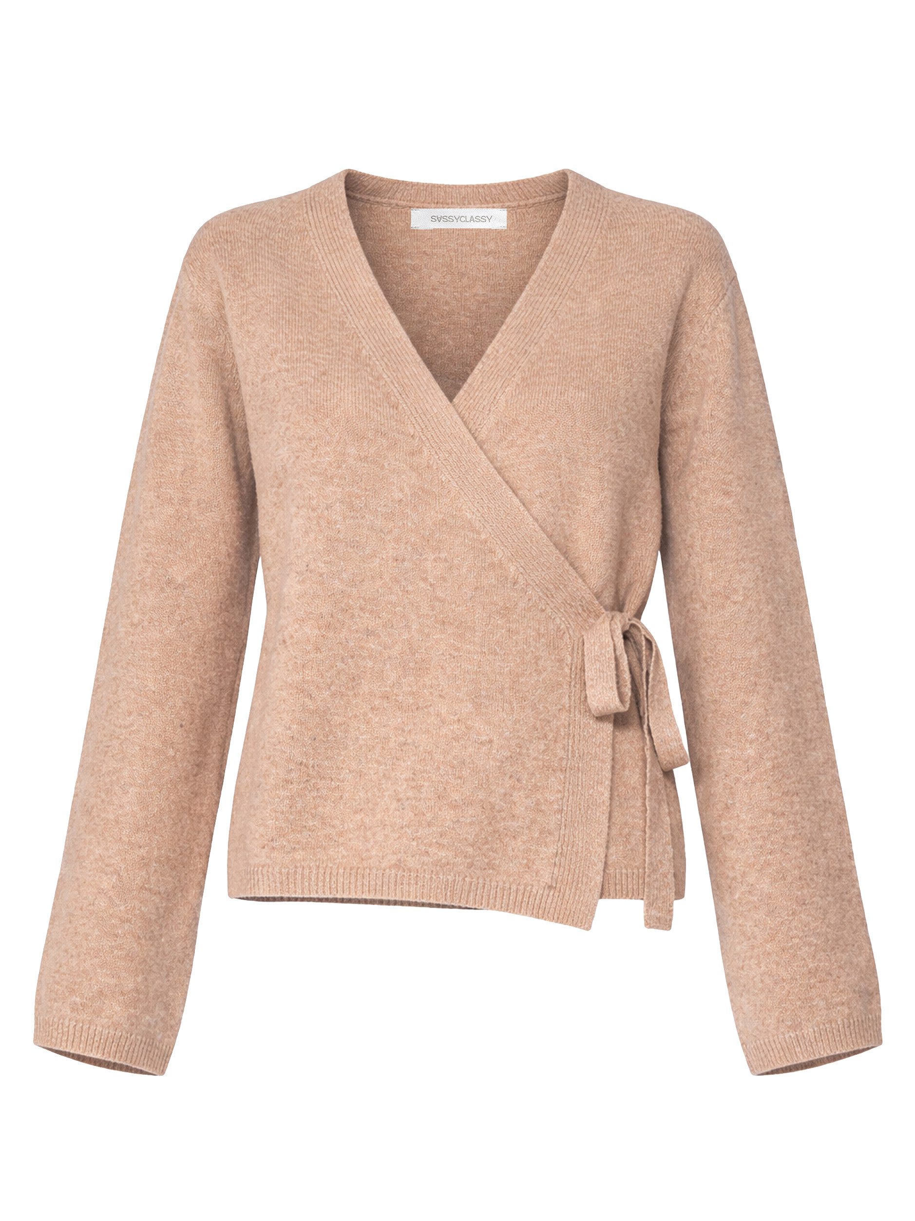 SASSYCLASSY Cardigan Wickelcardigan für Damen Feminine Strickjacke mit indi günstig online kaufen