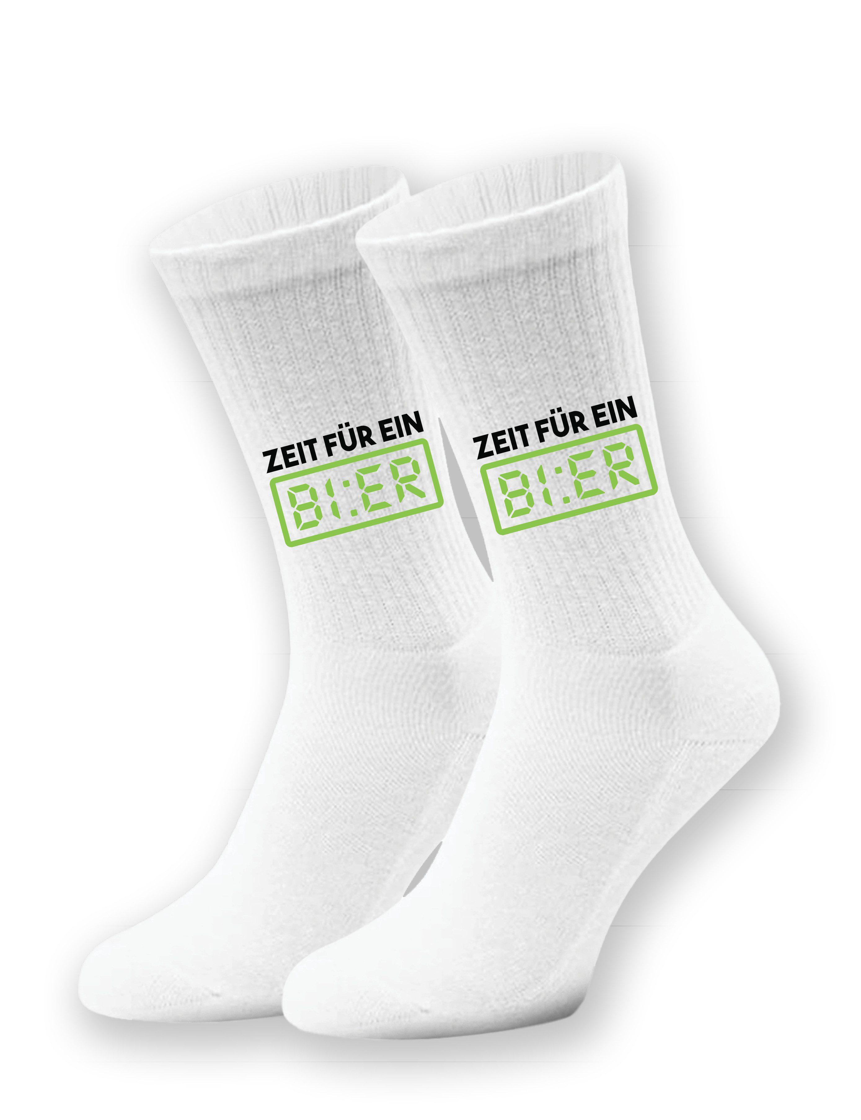 Tennissocken Unisex Socken "Zeit für ein Bier" Aufdruck lustig Geschenk Statement