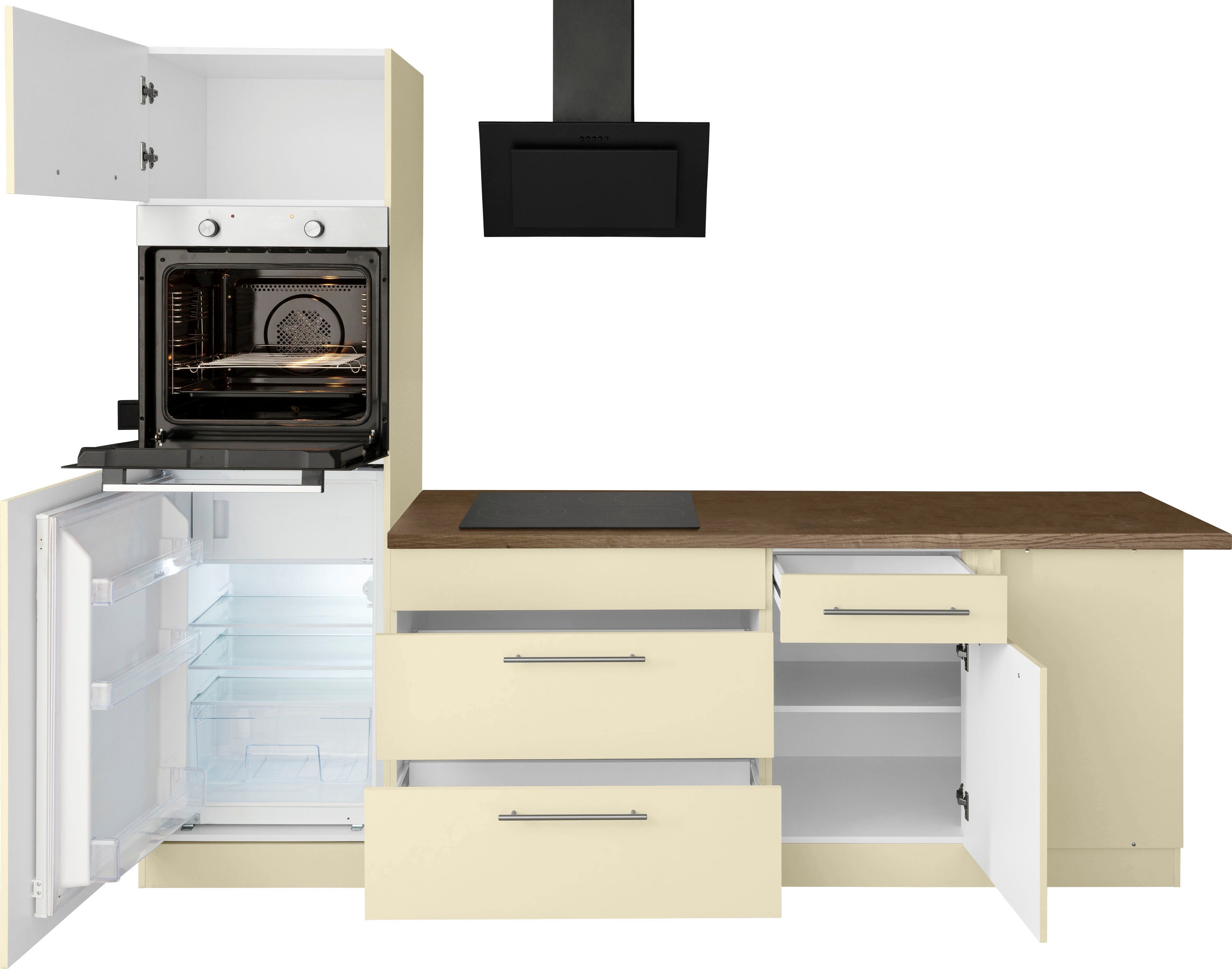 wiho Küchen Winkelküche Unna, mit cm vanille 220 x Stellbreite E-Geräten, Vanille | 260