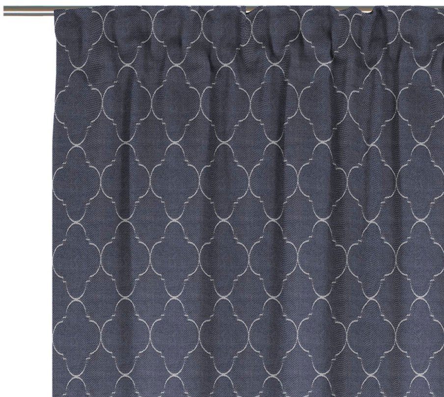 dunkelblau Indian St), Jacquard, aus Cortezada light, blickdicht, Bio-Baumwolle Vorhang (1 Multifunktionsband Adam, nachhaltig