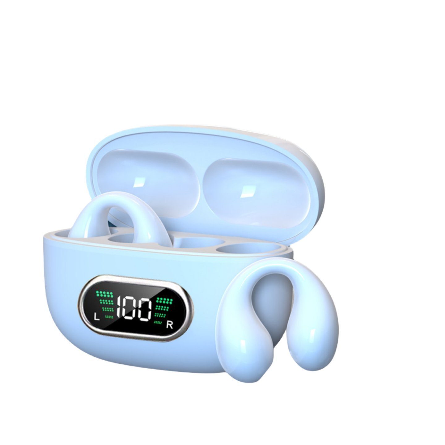 carefully selected Bluetooth-Headset-Ohrclip mit Rauschunterdrückungsfunktion Kopfhörer (Bluetooth v5.3 + intelligentes Digitaldisplay + schmerzloses Tragen des Ohrclips) Weiß