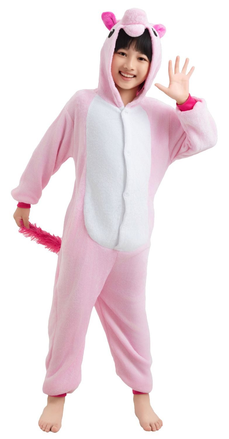 Corimori Jumpsuit Kinder Kostüm Jumpsuit Onesie verschiedene Designs (1-tlg) Fasching, Karneval, Tierkostüme Einhorn Rosa 128-134 Mädchen Jungen