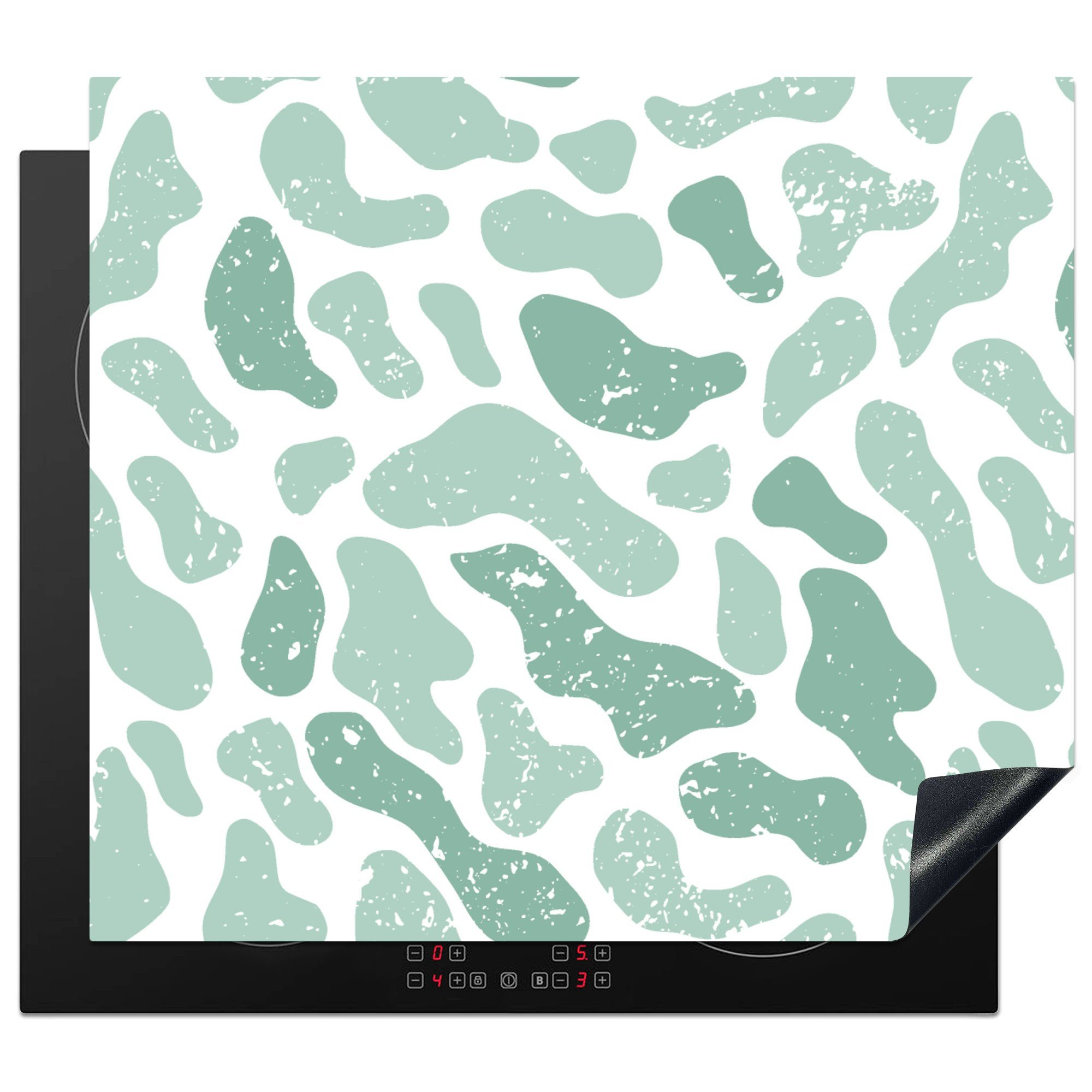 MuchoWow Herdblende-/Abdeckplatte Abstrakt - Farbe - Muster - Grau - Tiermuster, Vinyl, (1 tlg), 60x52 cm, Mobile Arbeitsfläche nutzbar, Ceranfeldabdeckung