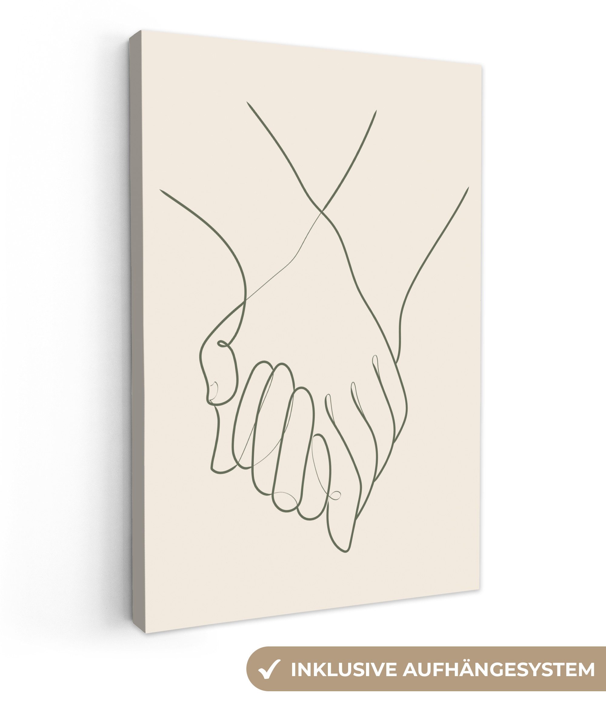 OneMillionCanvasses® Leinwandbild Hände - Strichzeichnung - Schwarz - Grün, günstig online kaufen