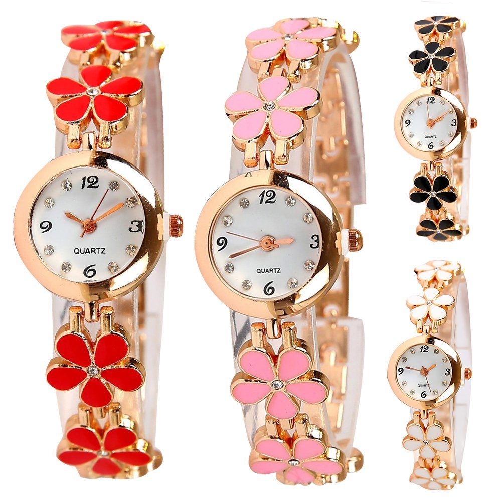 Frauen Zifferblatt Quarz Rutaqian 1 Analog Zahlen, Armbanduhr Geschenk, Blumenanhänger, Quarzuhr Arabische Strassdekor, All-Match