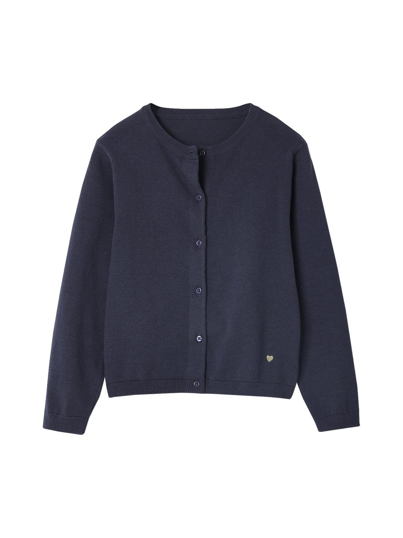 vertbaudet Strickjacke Mädchen Strickjacke BASICS Runder Ausschnitt, Knopfverschluss