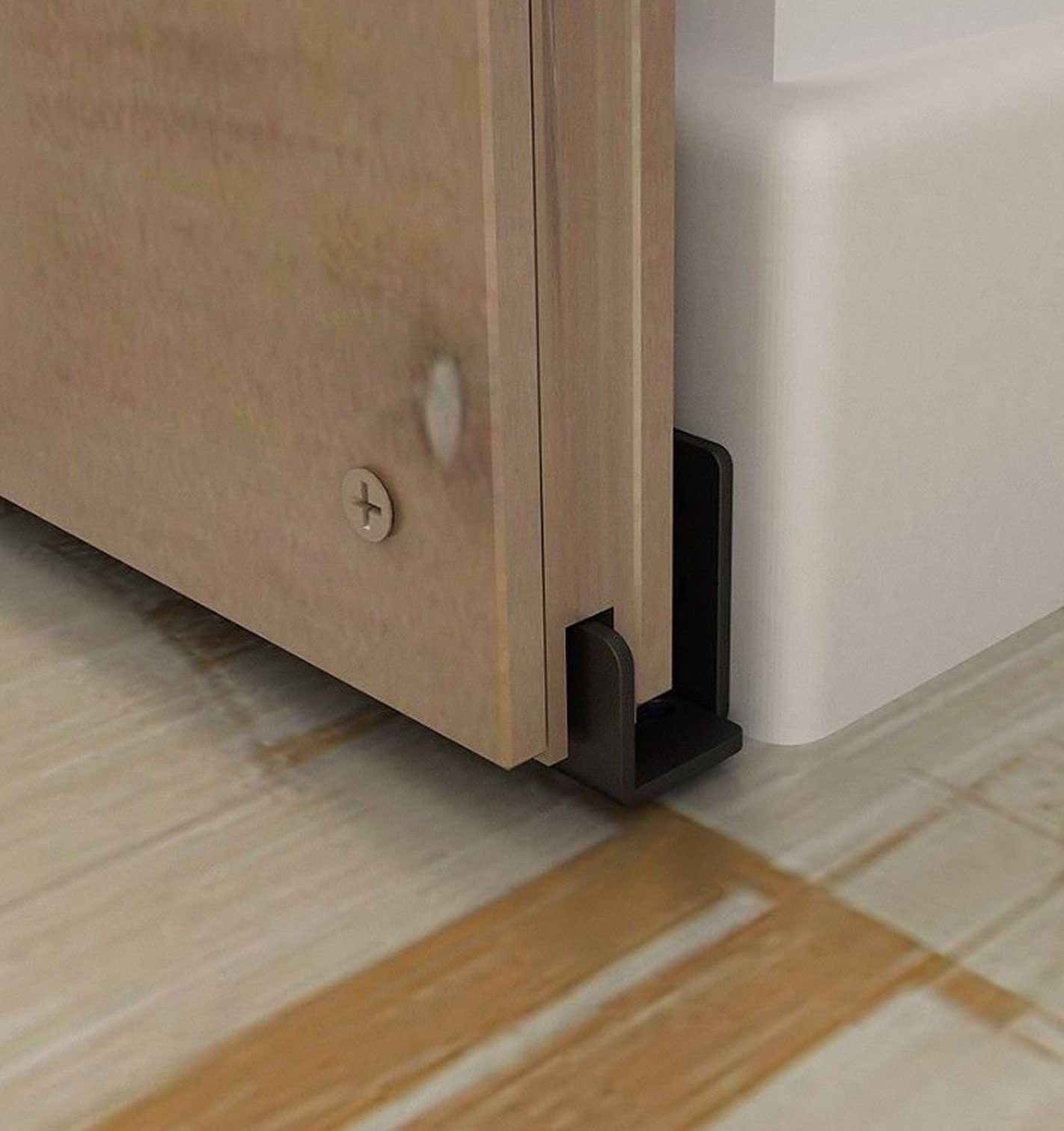 BAYLI Möbelgriff 2er Set Schiebetür Bodenführung in schwarz unten, verstellbare Bodenf