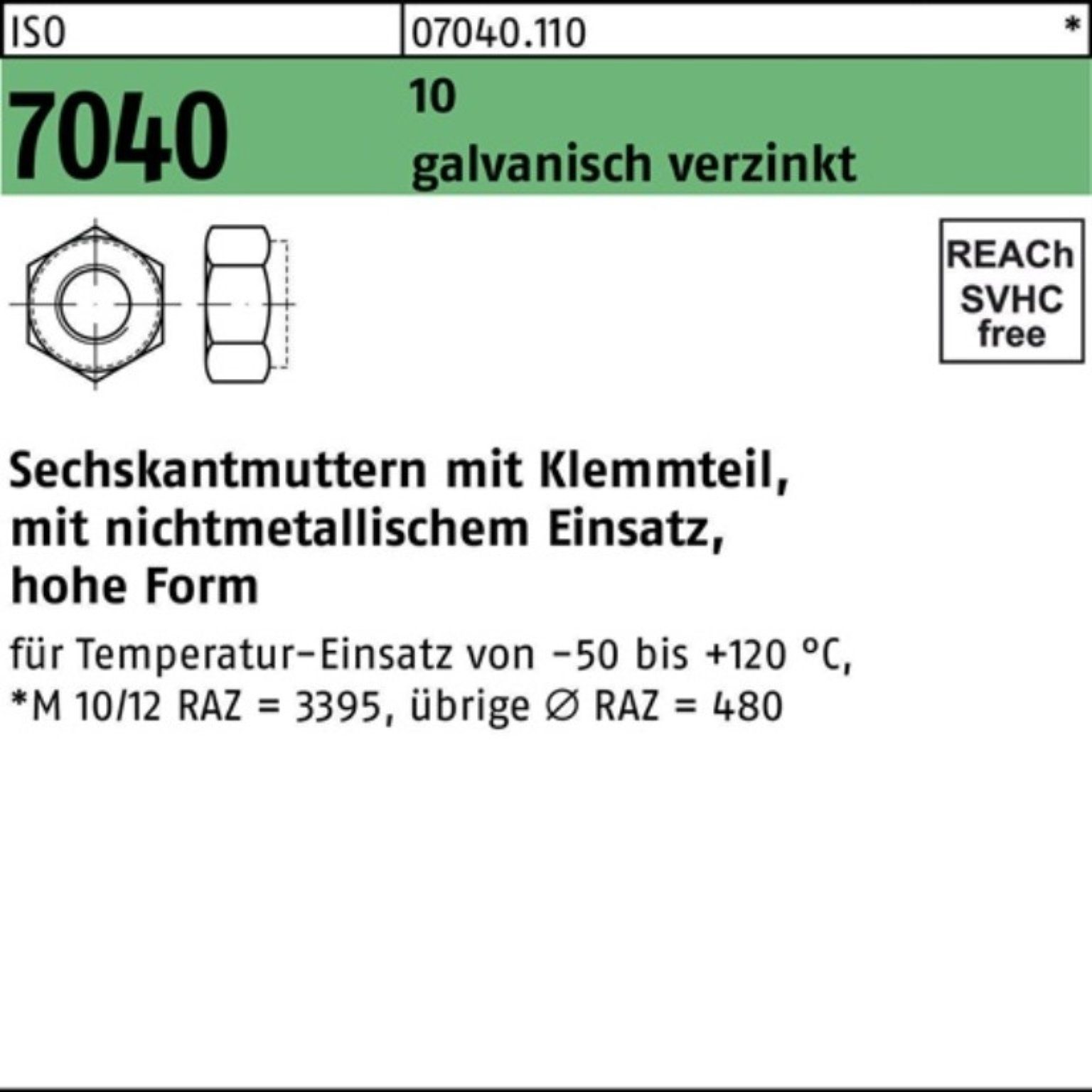 Reyher Muttern 100er Pack Sechskantmutter ISO 7040 Klemmteil M24 10 galv.verz. 25 St