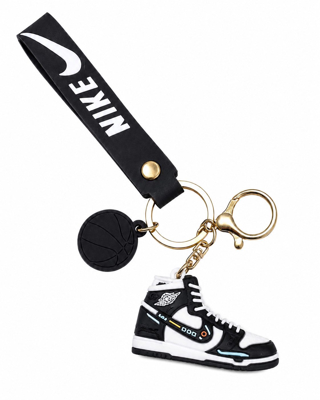soma Schlüsselanhänger Sneaker-Rucksackanhänger Bag 6cm Basketball & Karabiner schwarz weiß (Set, 1-tlg., Geschenk-Set), Sportlicher Sneaker-Anhänger mit Basketball und Karabiner