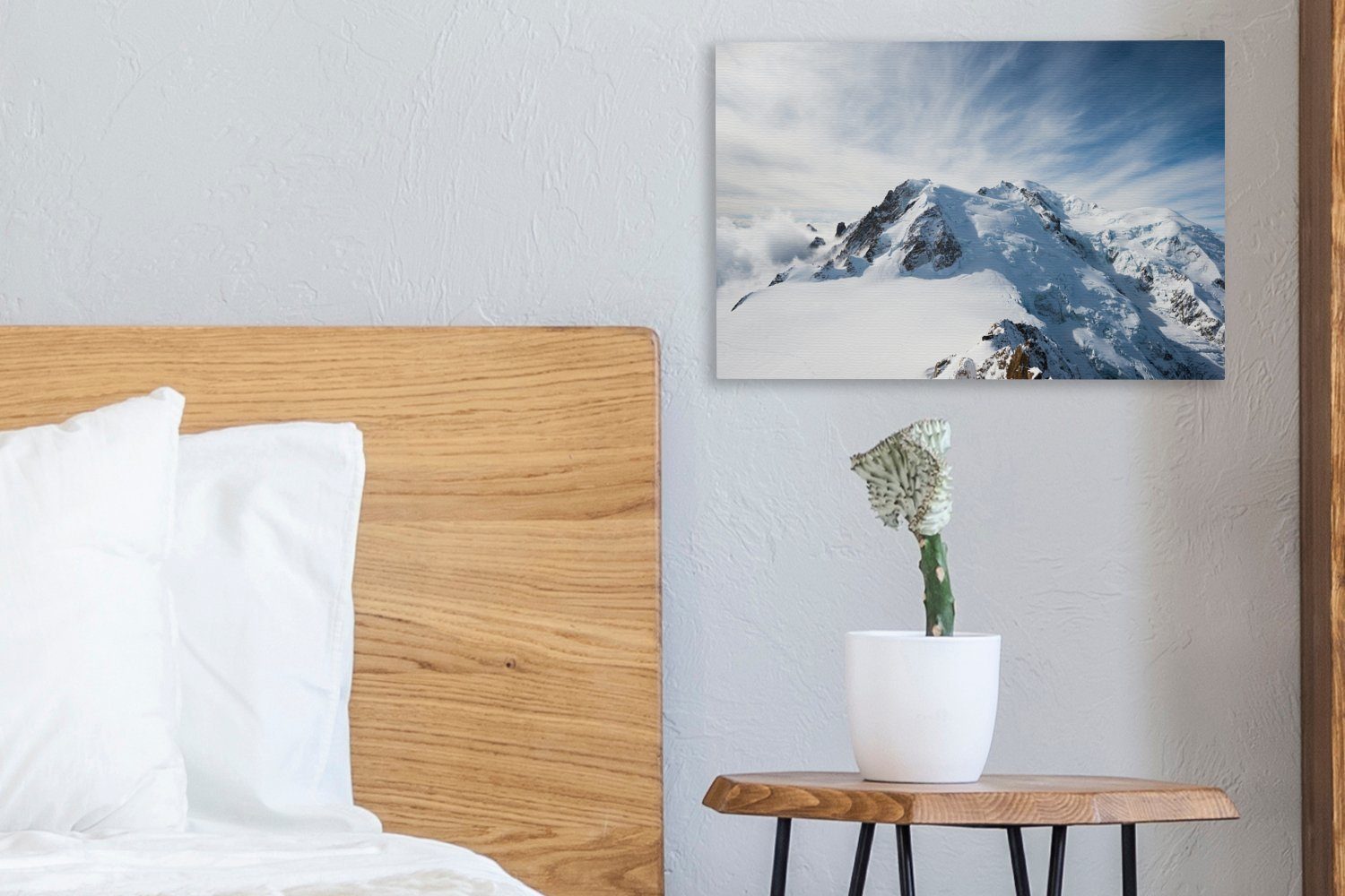 cm Himmel, Blanc Leinwandbilder, St), Aufhängefertig, Leinwandbild Verschneiter Wandbild (1 mit schönem Mont OneMillionCanvasses® Wanddeko, 30x20