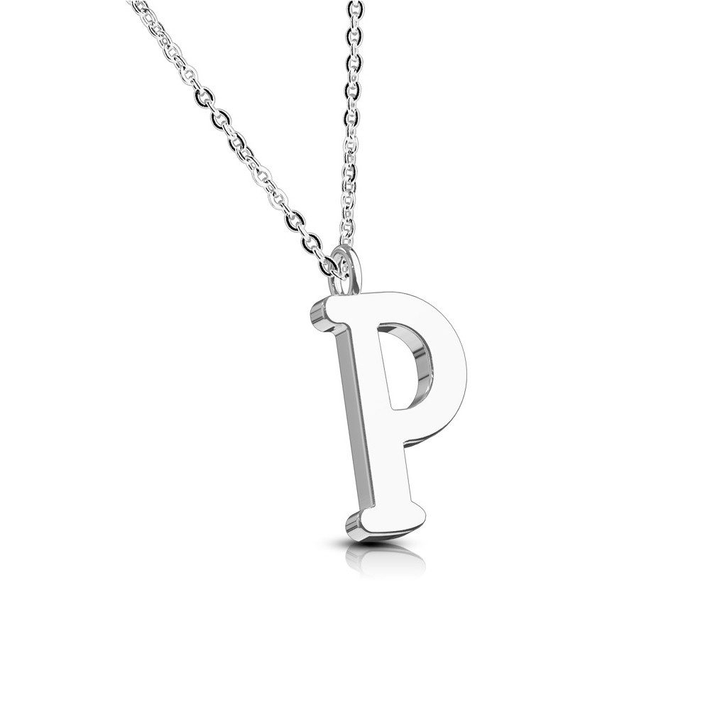 Fingerring P - Kette Buchstaben Anhänger Silber aus Edelstahl Damen P