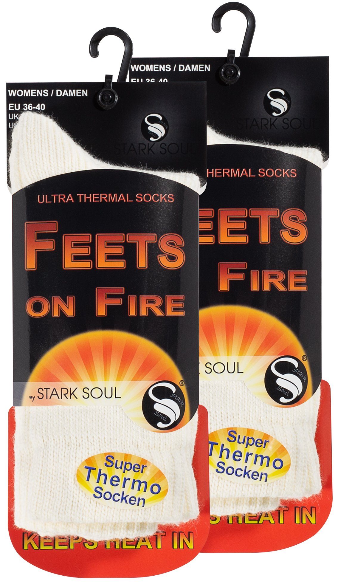 Stark Soul® Thermosocken Thermosocken - FEETS on FIRE, extra warme Kuschelsocken, Wintersocken für Damen, 2er Pack 2er-Pack Wollweiss