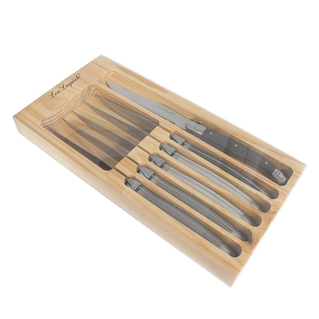 Lou Laguiole Steakmesser TRADITION (6 Stück), perle,pfeffer,taupe, hochglanzpoliert