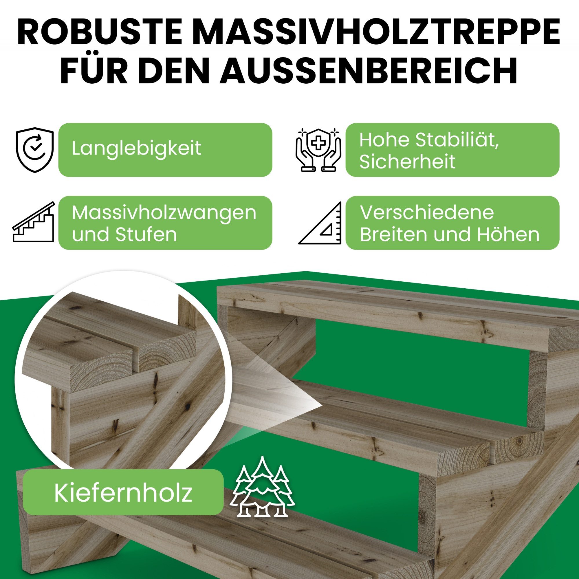 Gartenwelt Riegelsberger Außentreppe Terrassentreppe Kiefer kesseldruckimpr günstig online kaufen