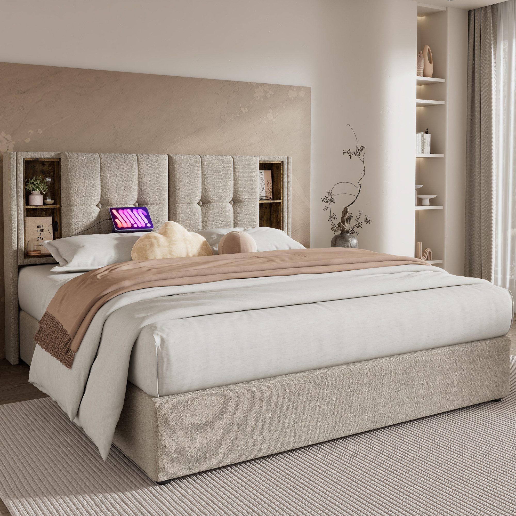 STILVORA Polsterbett 180x200 Bettgestell mit Stauraum,Jugendbett günstig online kaufen