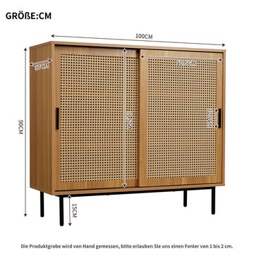 REDOM Sideboard mit Stauraum und Schiebetüren, für Wohnzimmer, Esszimmer, B100/H90/T37 cm