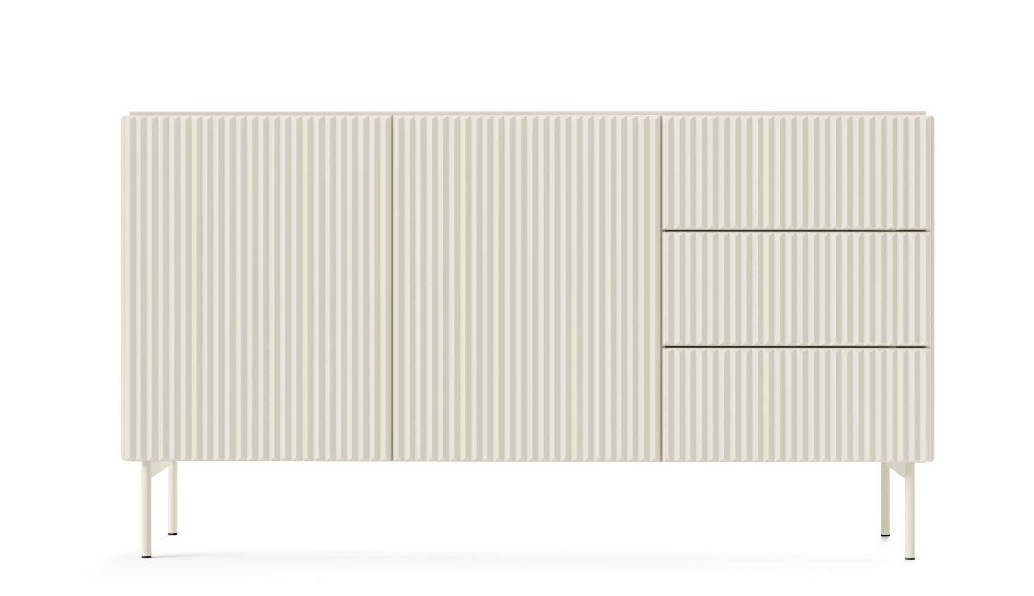 99rooms Kommode Kolli (Sideboard, Highboard), Modern Design, mit viel Stauraum, Push-to-Open, geriffelte Elemente