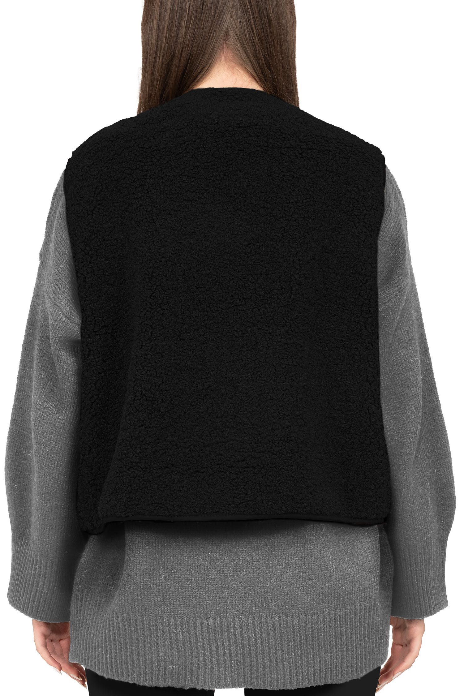 Reichstadt Plüschweste Damen Relaxed Fit Teddy Weste 25RSW098 (1-tlg) Modische ärmellose Jacke in angesagter Teddy-Optik