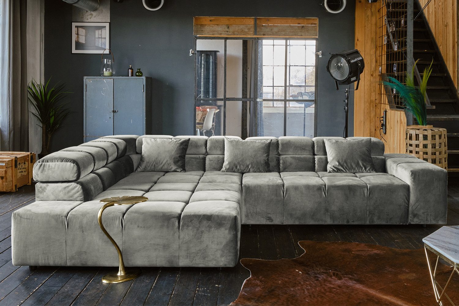KAWOLA Ecksofa NEVADA, Couch L-Form rechts oder links, mit oder ohne Sitzvorzug Velvet