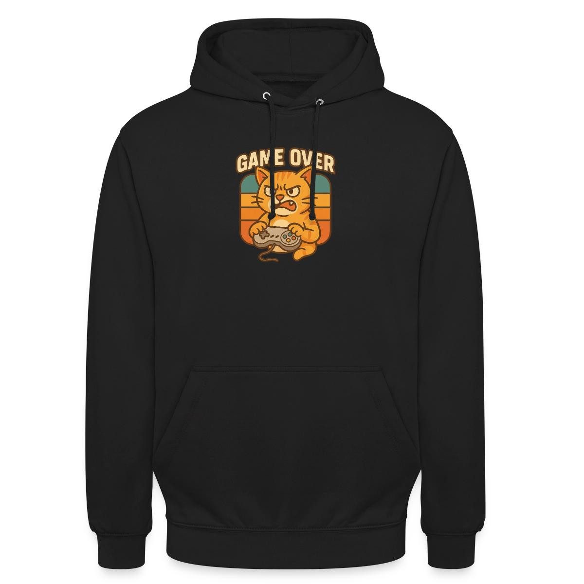 Hoodie Game Over, Zockende Katze Unisex Hoodie