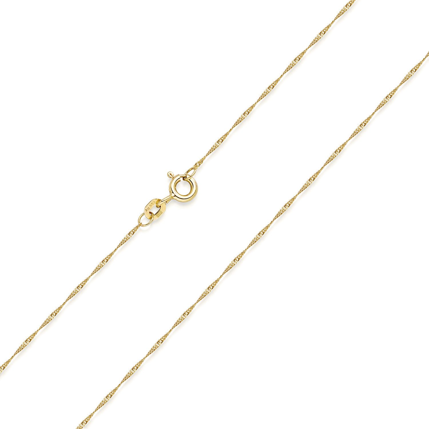Materia Goldkette Damen Mädchen Gold Singapurkette gedreht K87, 585 Gelbgold, diamantiert