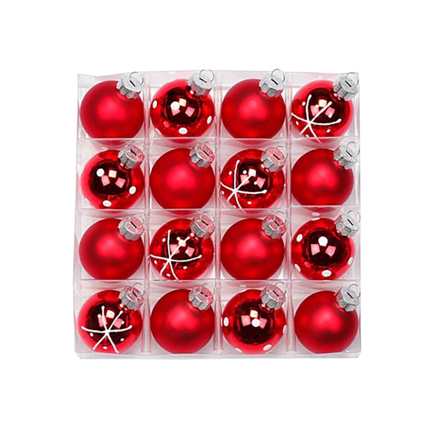 feiermeier Weihnachtsbaumkugel Weihnachtskugeln Merry Red, Ø 4 cm, 16 Stück, G