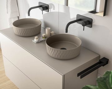 einfachgutemoebel Aufsatzwaschbecken Aufsatz-Waschbecken Bath-O-Line 36x36cm, Rautenmuster, taupe-matt