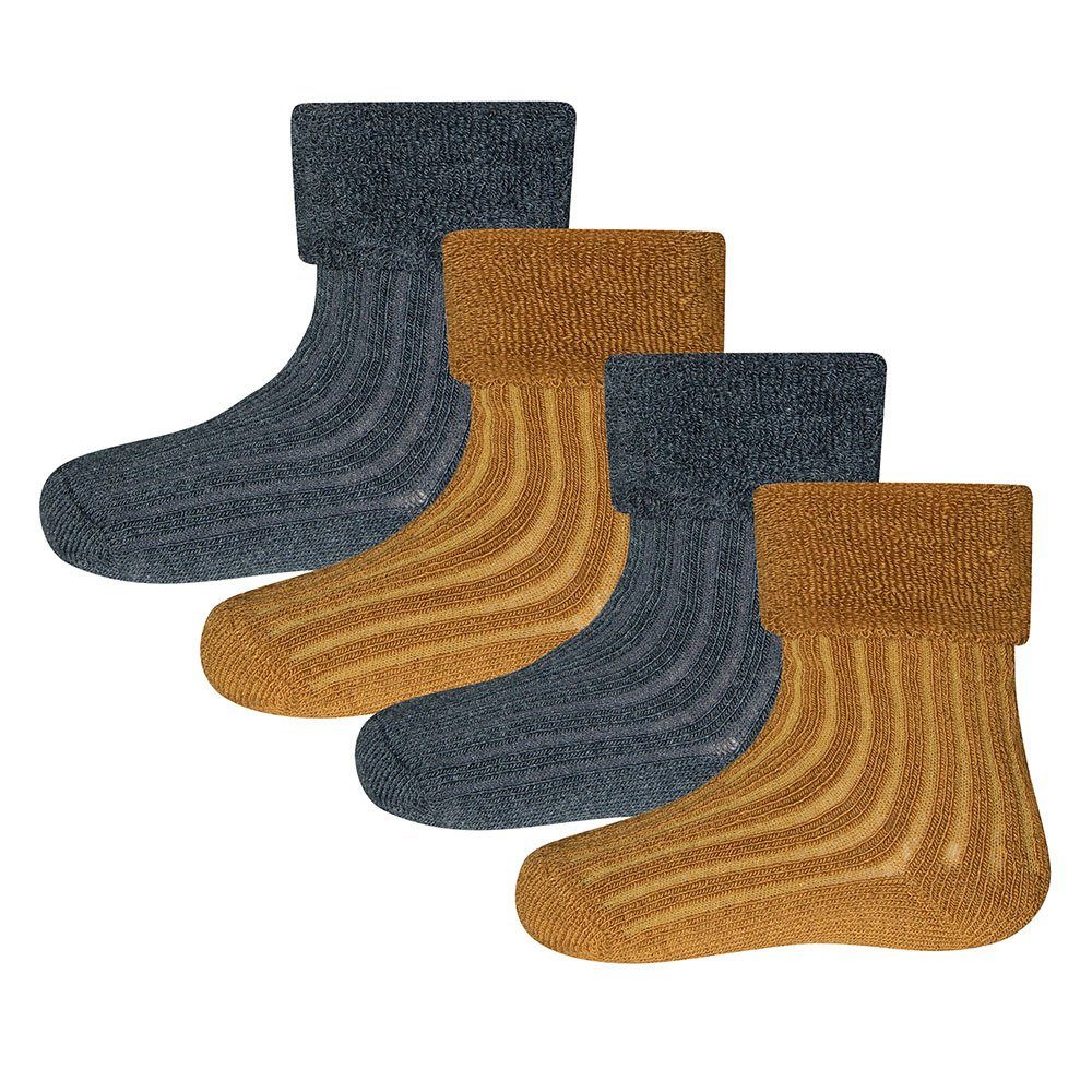 Ewers Socken Socken Struktur (4-Paar) braun-grau
