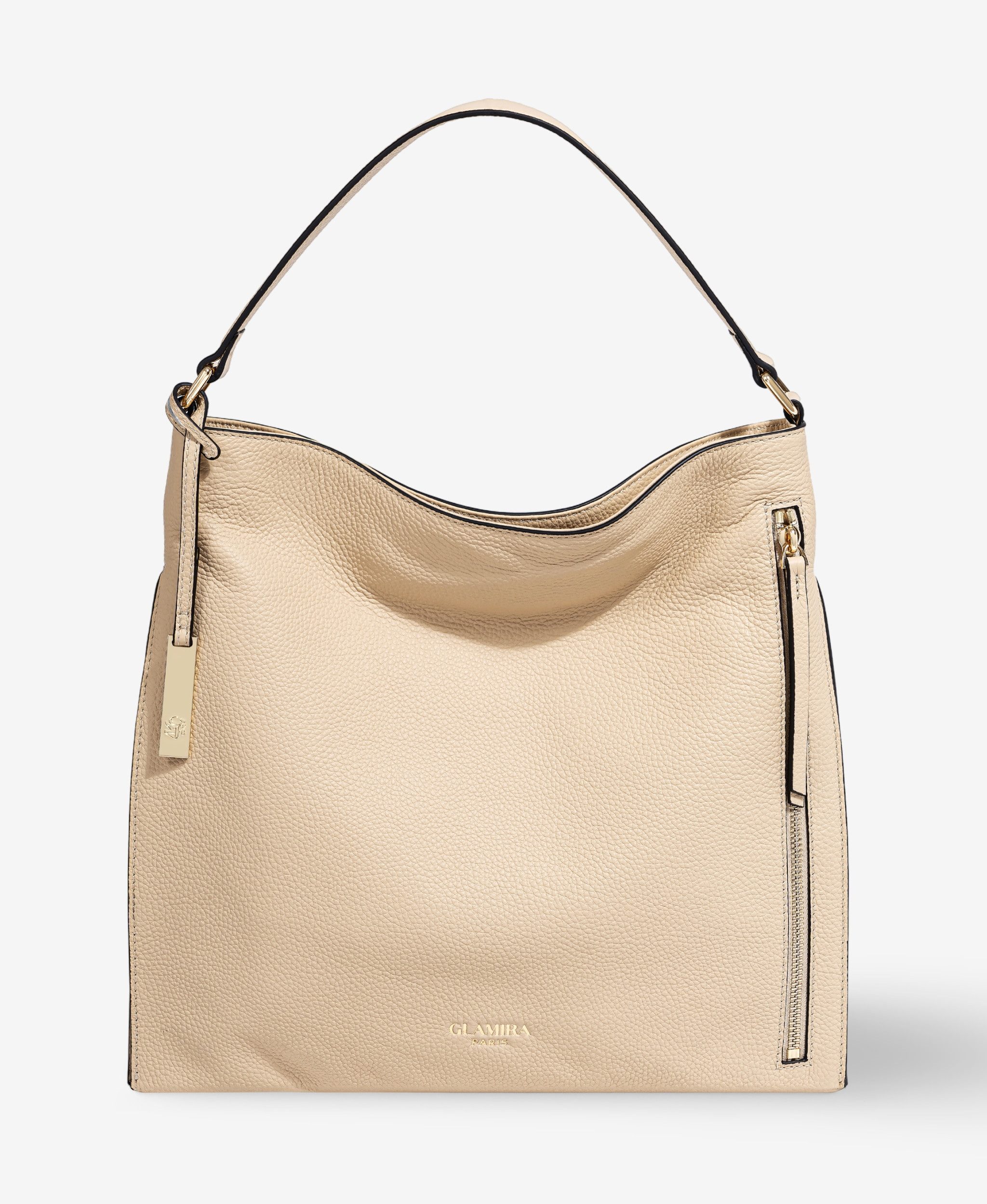 GLAMIRA Handtasche Lysandra Beige Schultertasche (1-tlg), echt Leder, mit geräumigem Hauptfach