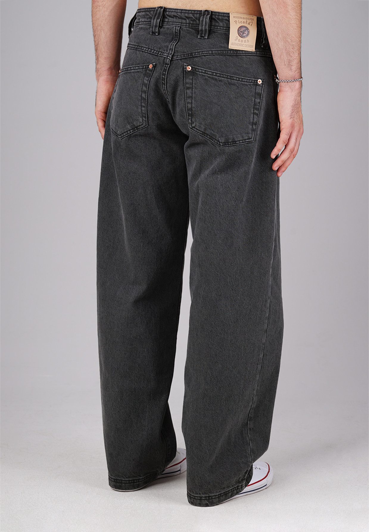 PICALDI Jeans Relax-fit-Jeans Zicco 475 Shadow - Weicher Baggy Fit, Faded Anthracite Grey Stone-Wash (1-tlg) Weicher Baggy Fit