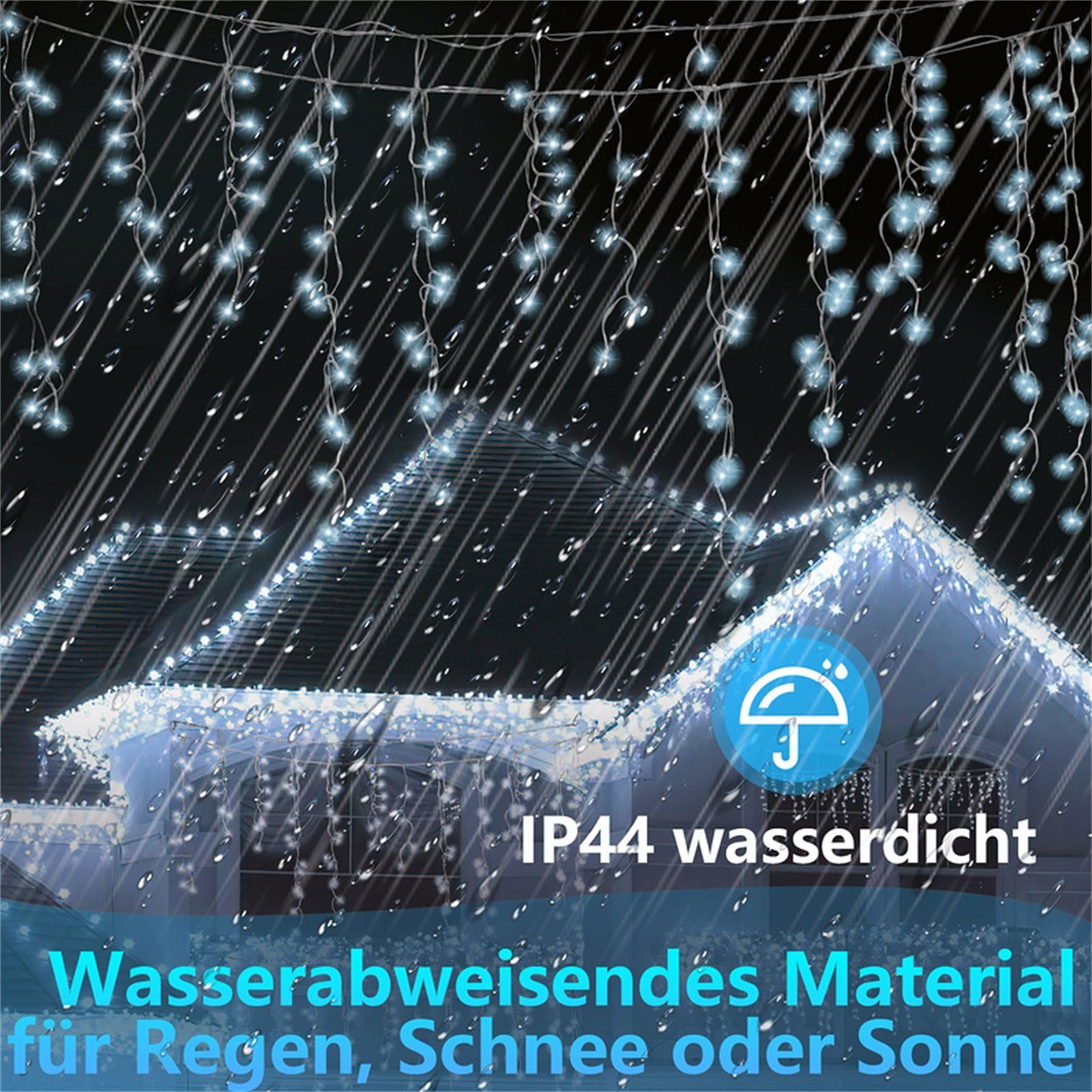 Clanmacy LED-Lichterkette LED Eisregen Eiszapfen Lichterkette Schneefall Weihnachtsdeko Außen, Weihnachten