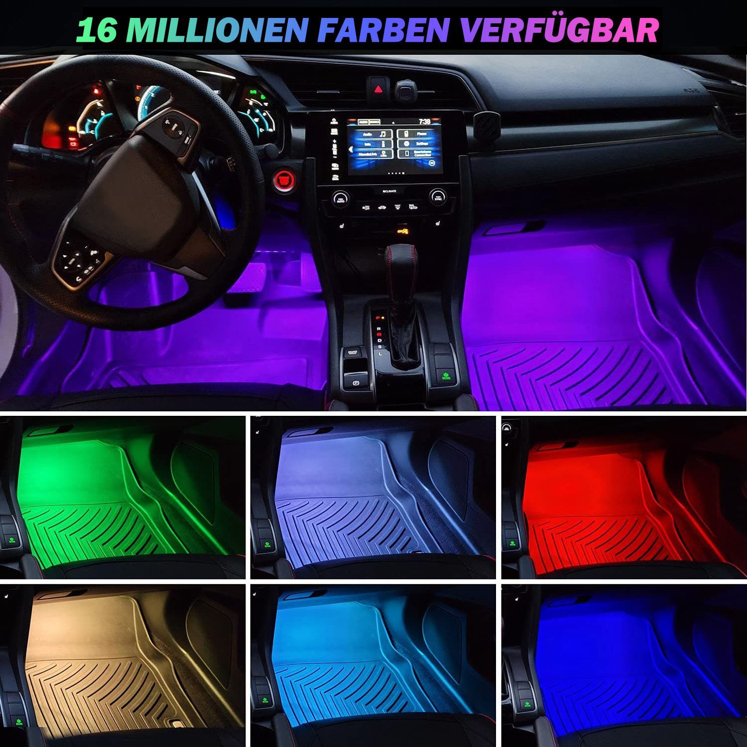 mit 16 Lichtleiste zggzerg LED APP-Steuerung Auto-Innenbeleuchtung Millionen APP-Streifenlichter RGB-Farben,