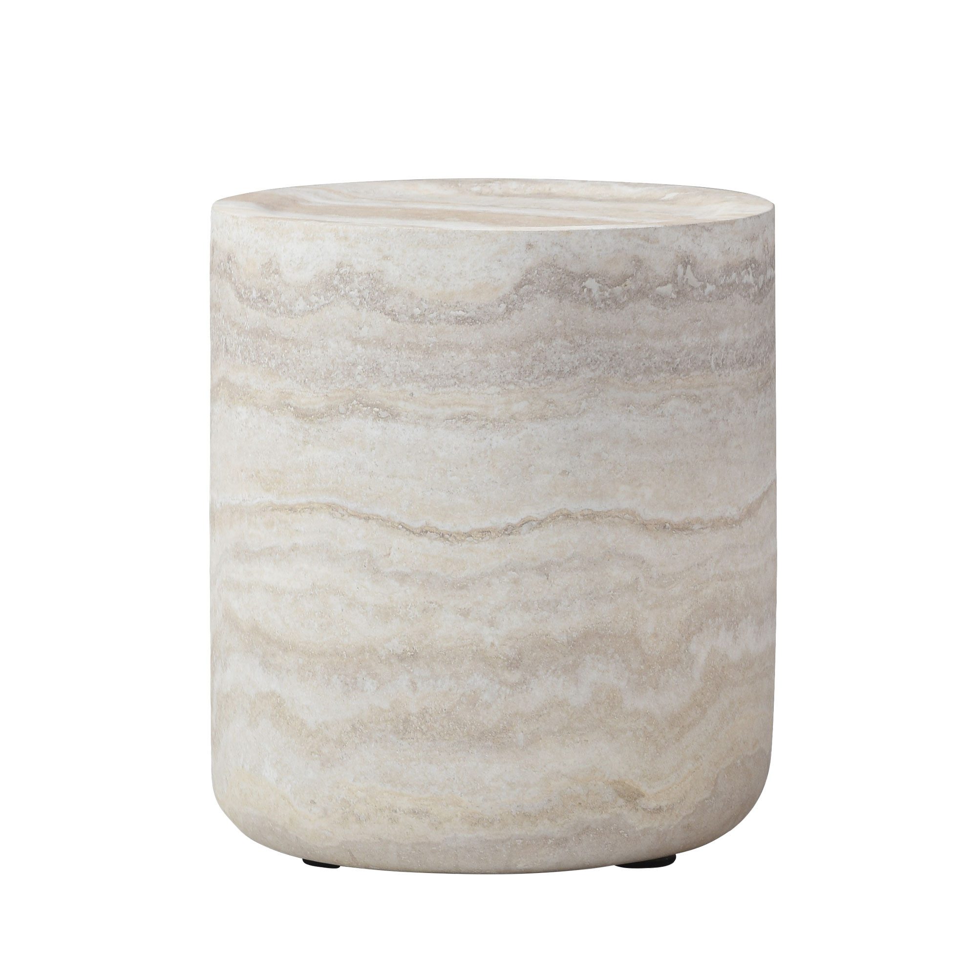NJLyuhome Couchtisch Zylindrischer Beistelltisch & Wohnzimmertisch, 40 x 40 x 45,5 cm (1-St), Wunderschöner Travertin-Look aus strapazierfähigem Glasfaserbeton – Bild 5 von 5
