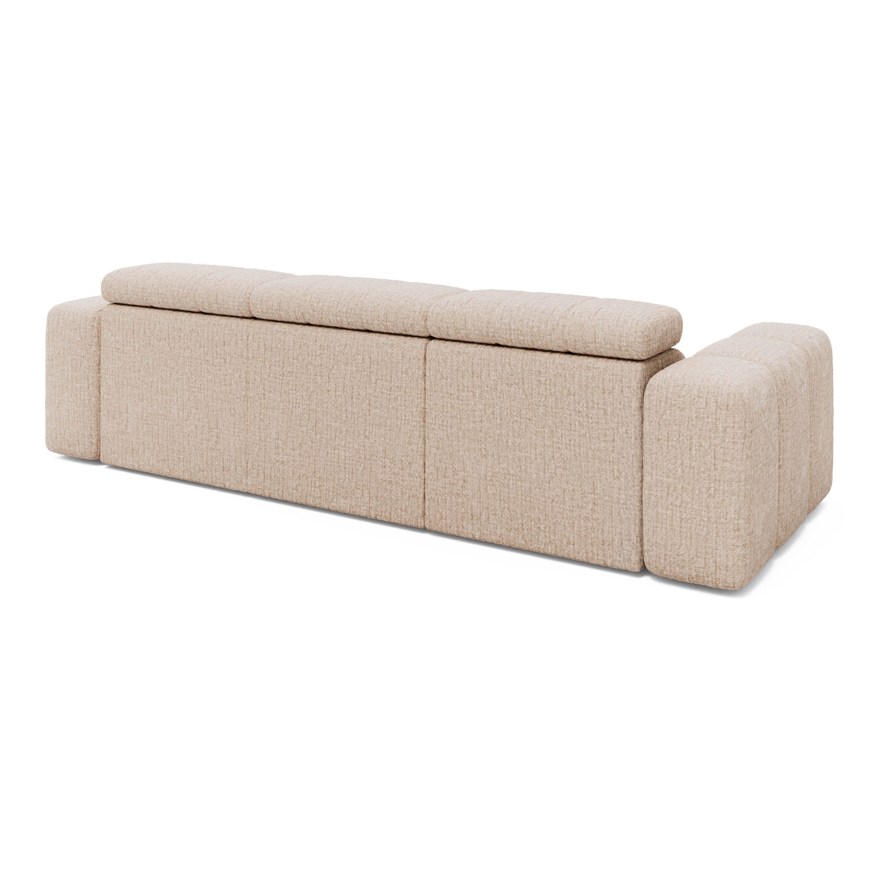 LIVORA Ecksofa SOFAS, Ecksofa Ottomane rechts Chenille 289x118x78 beige KONSTANTIN