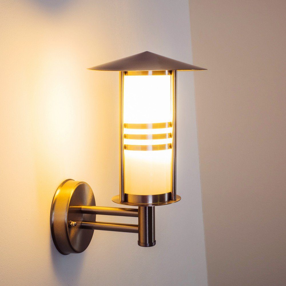 hofstein Außen-Wandleuchte »Latiano« Außenwandlampe aus Edelstahl mit Milch günstig online kaufen