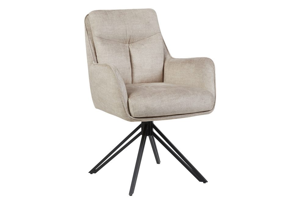 riess-ambiente 4-Fußstuhl PROMETHEUS beige - Samt, Vogue Velours, Metall, Taschenfederkern (Einzelartikel, 1 St), mit 180° Drehfunktion und Autoreturn – ideal für elegante Esszimmer