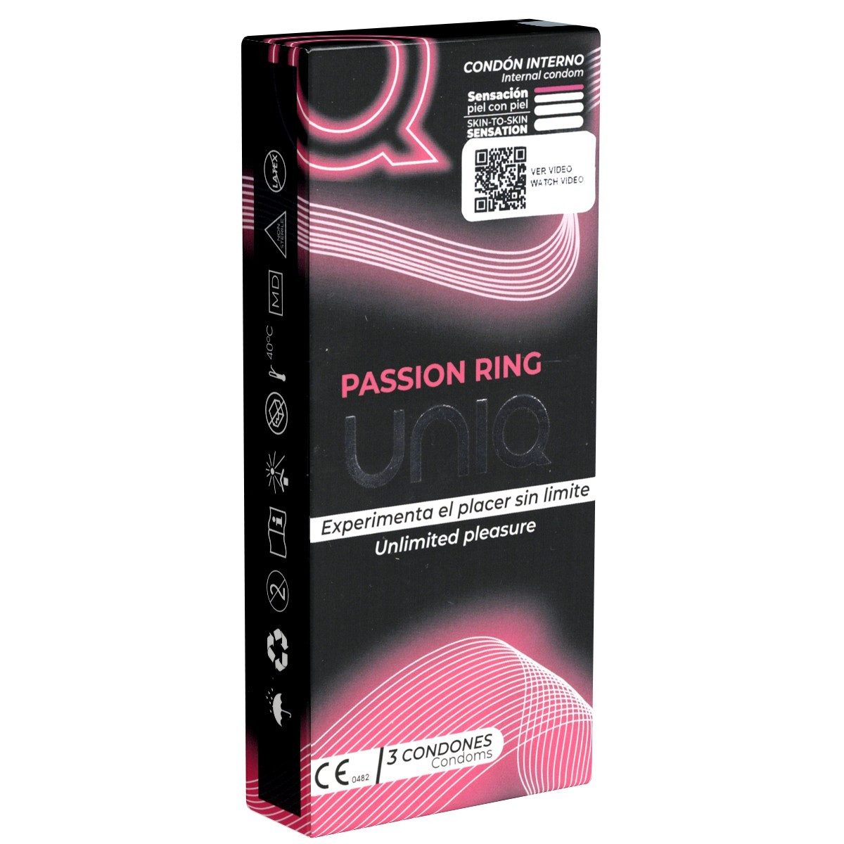 UNIQ Kondome Passion Ring (Sexy Hoop) Kondomslip Packung mit, 3 St., Kondome für Frauen, Kondomhöschen, keine Unterbrechung des Vorspiels nötig