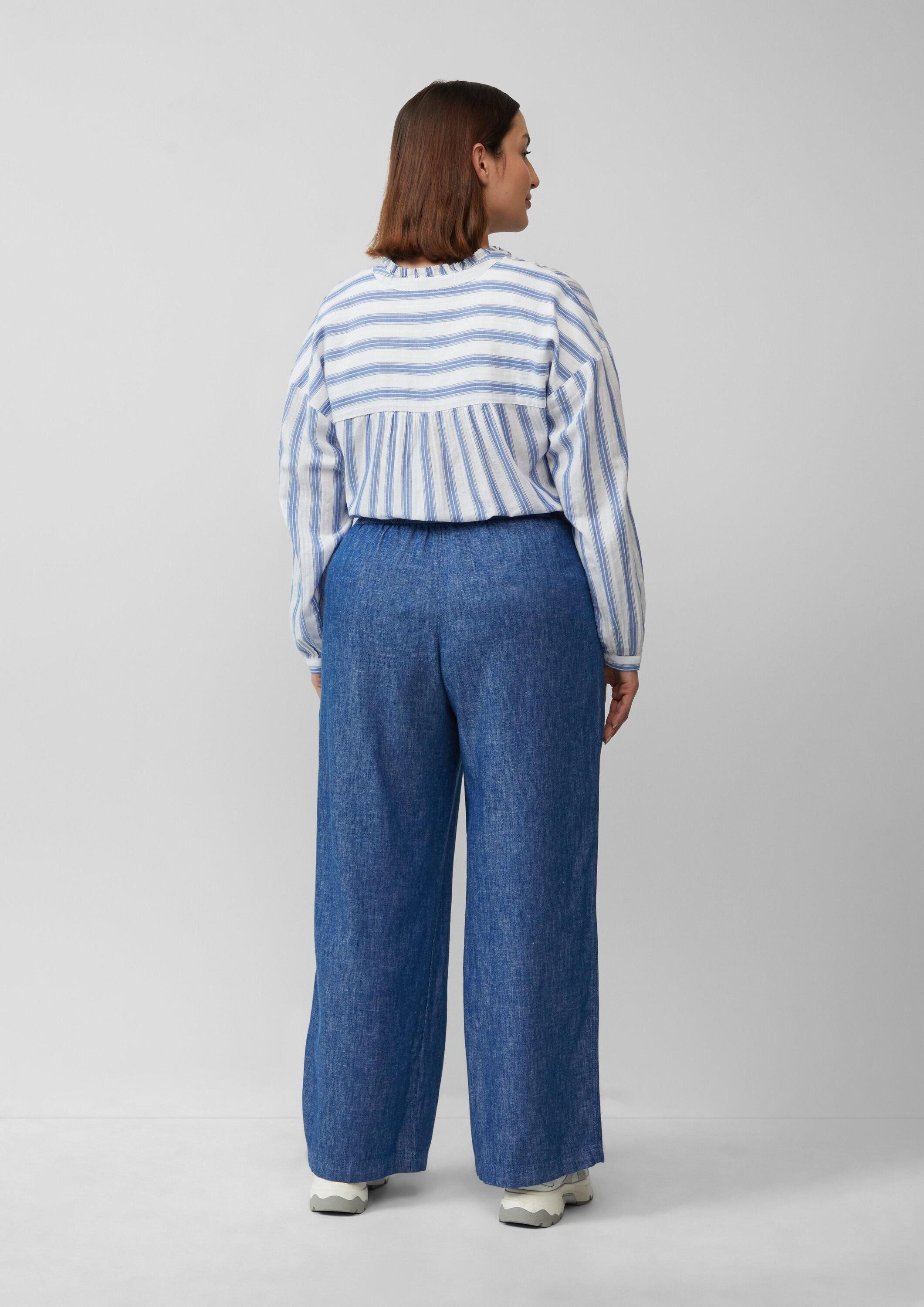 s.Oliver Culotte Hose Wide-Leg-Hose aus Leinenmix in Denim-Optik