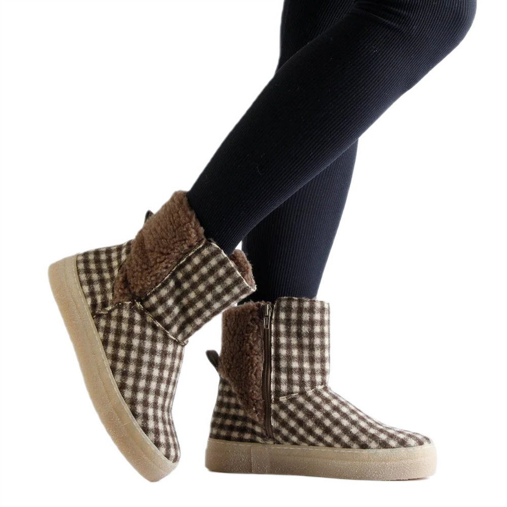 Grand Step Shoes Nicki Wool Bootie (gefüttert, bequem) - braun/grau Damen Winterstiefel
