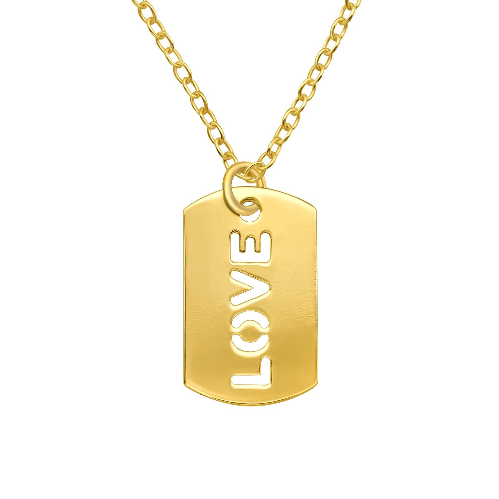 ALEXANDER YORK Kette mit Anhänger PLÄTTCHEN LOVE in Gold, 2-tlg., 925 Sterling Silber