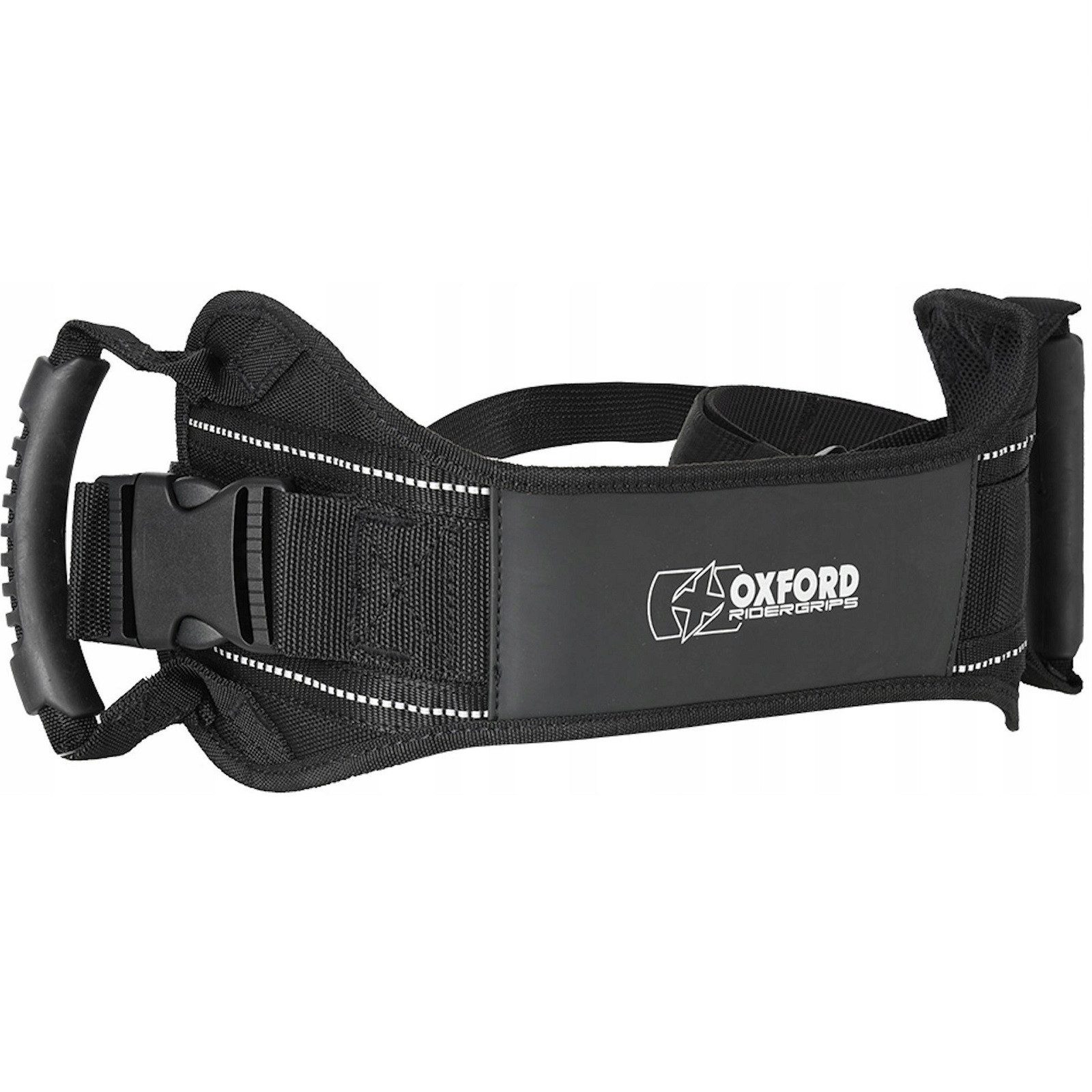 QLS Stoffgürtel für Motorrad 91-127 cm Schwarz Sozius Haltegriff Verstellbar Universal Stabil Sicherheitsgurt